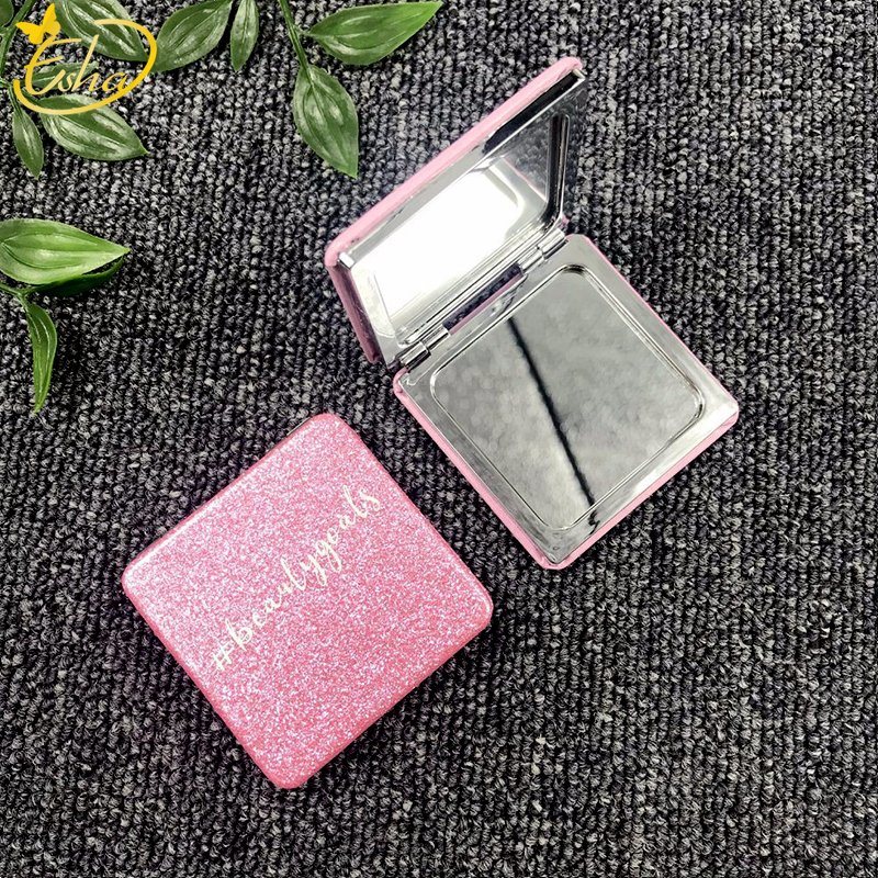 Metal Double-Faced Square Foldable Mini Cosmetic Mirror