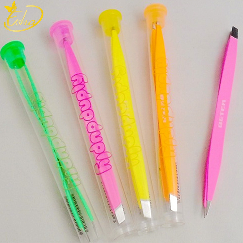 Neon Colorful Beautiful Eyelashes Tweezer with Tube