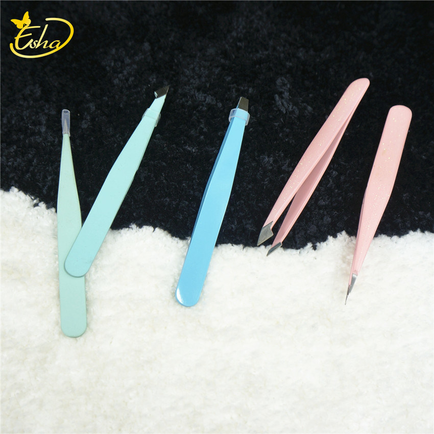 Custom Logo Epoxy Thick Stainless Steel Eyebrows Tweezers