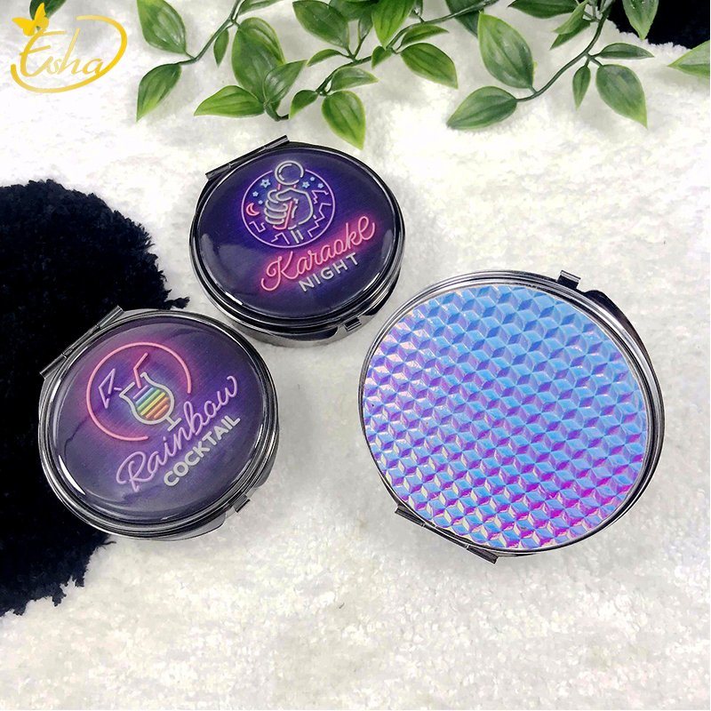 Mini Small Round Metal Pill Box Container Box Mirror