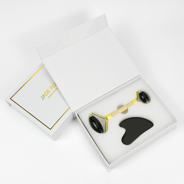 Natural Obsidian Facial Roller And Gua Sha Set