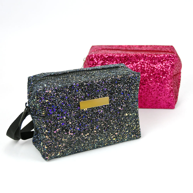 New Square Zipper Glitter Clutch