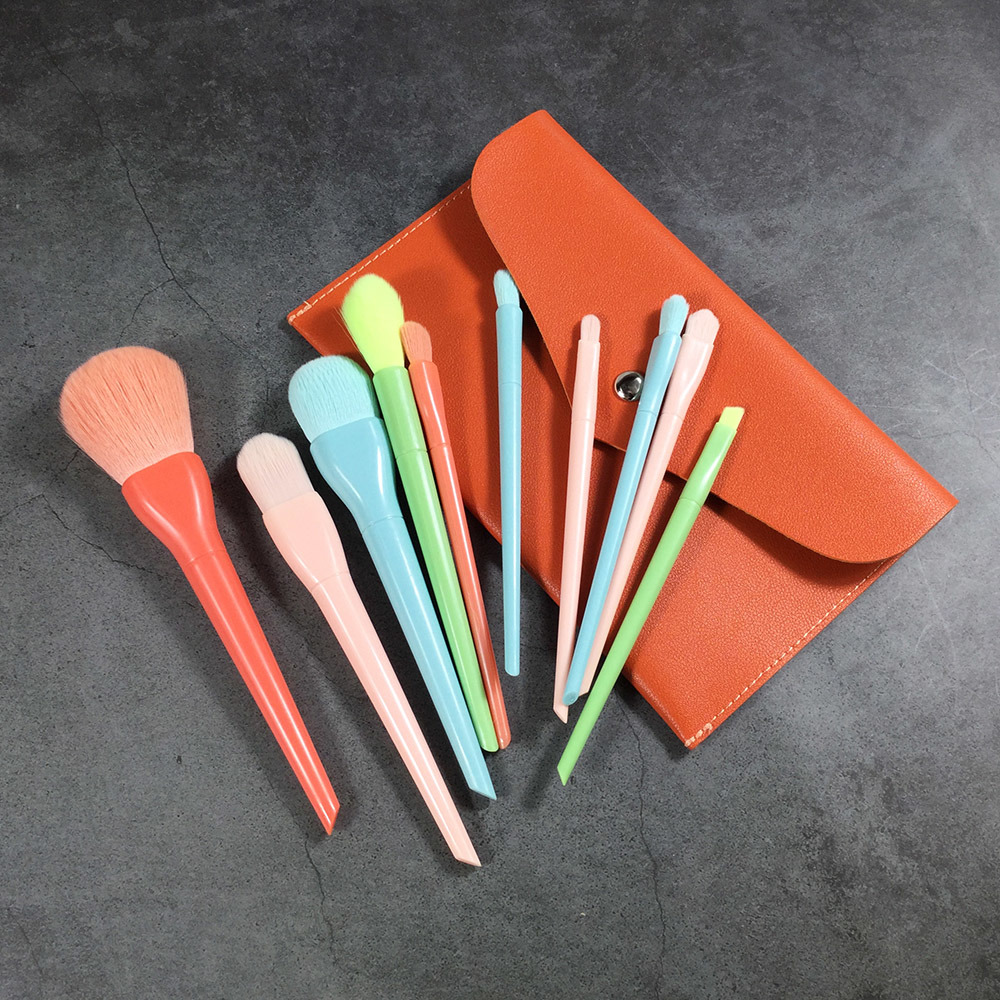 10Pcs Travel Mini Makeup Brush Set With PU Bag Wholesale Make Up Brush