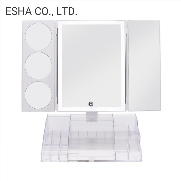 Large LED Desktop Light USB Straight Dry Battery Vanity Mirror