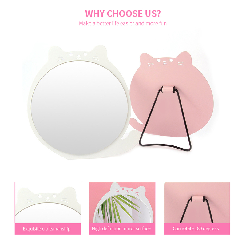 Cute Cat Adjustable Metal Folding Table Mirror