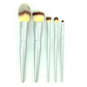5 PCS Silver Shine Face Eye Makeup Brush Set