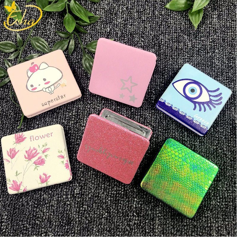 Metal Double-Faced Square Foldable Mini Cosmetic Mirror