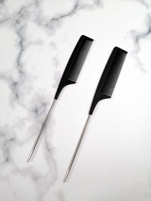Carbon Fine Tooth Pin Tail Comb Metal Pin Rat Tail Comb
