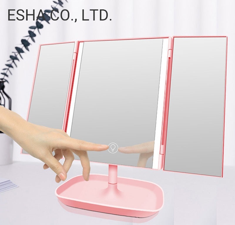 Three-Sided Folding LED Dresser Makeup Mirror