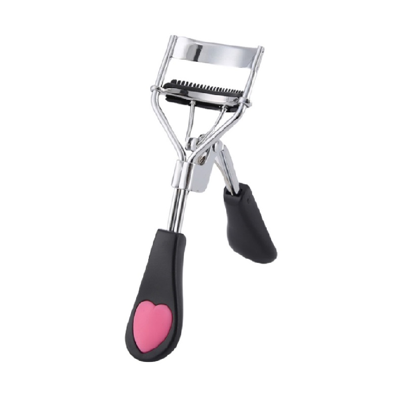 Heart-Shaped Silicone Handle Eyelash Curler With Brush