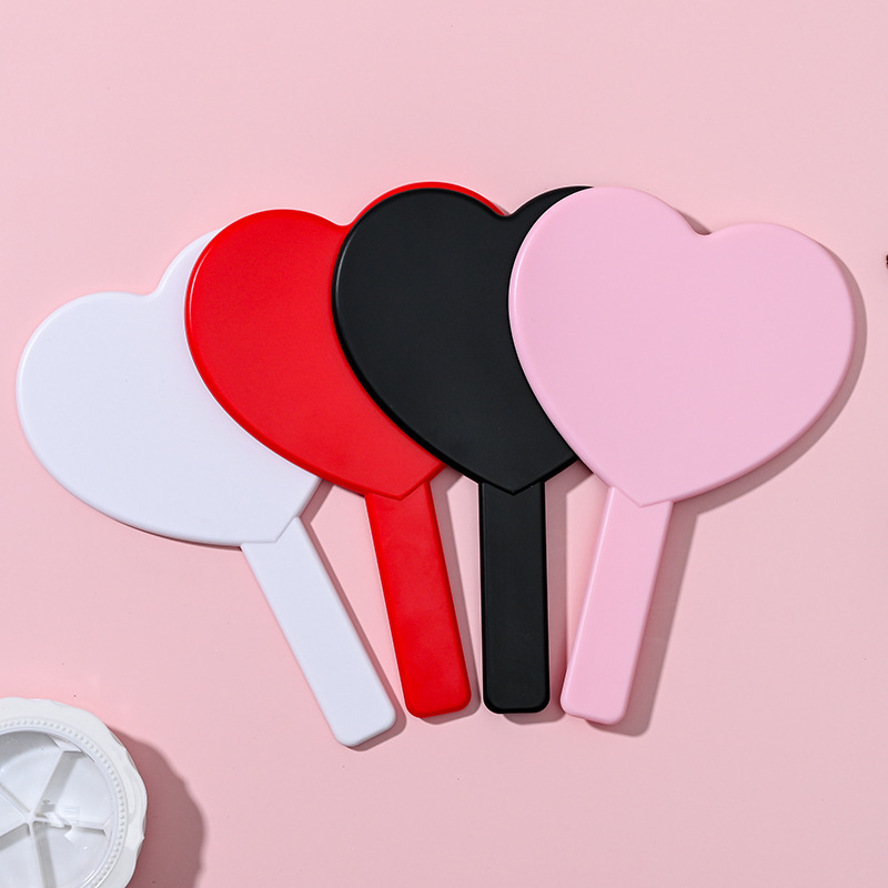 Heart Shaped Cute Pink Handheld Mirror