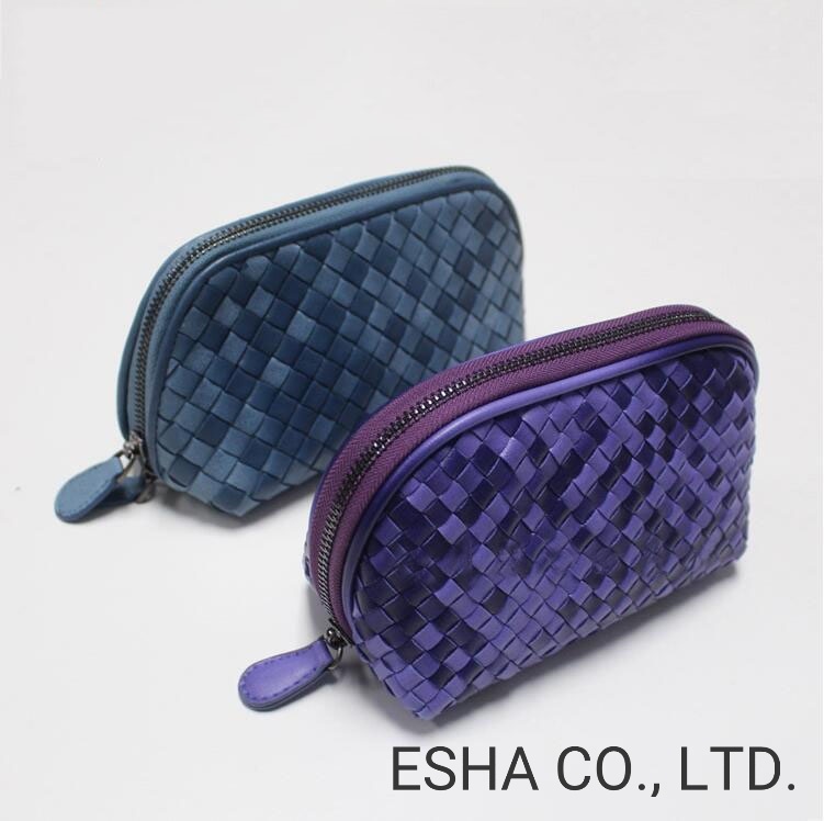 Fashion Woven Pattern PU Leather Coin Purse Mini Cosmetic Bag
