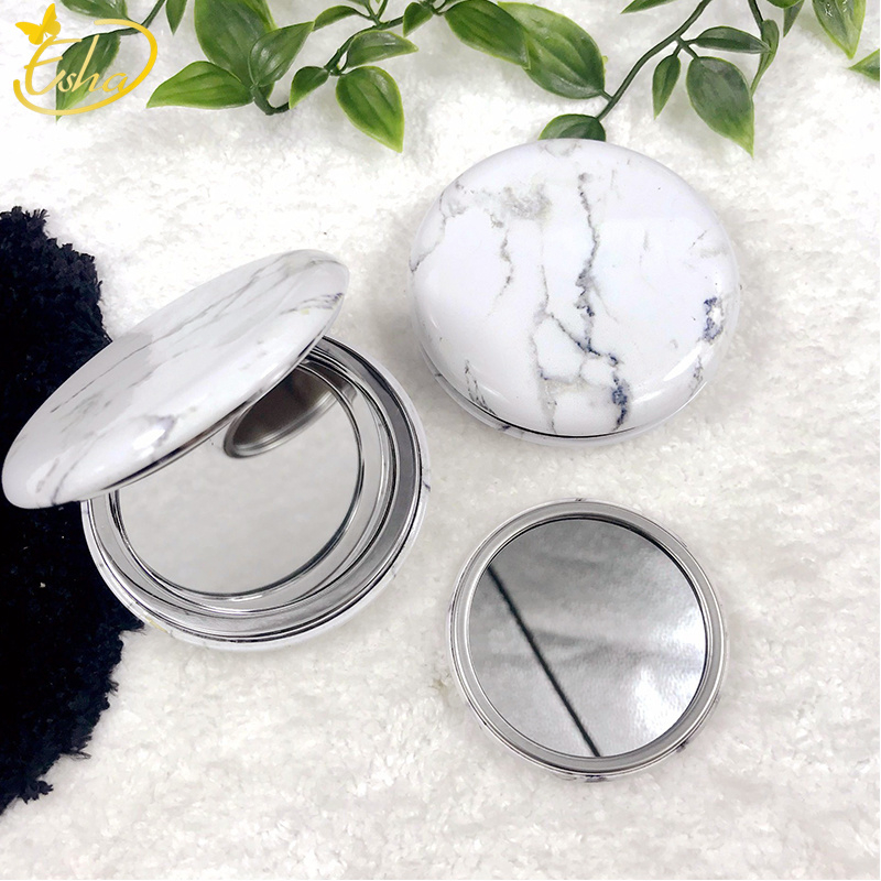 Marble Pattern Metal Mini Cosmetic Pocket Mirror