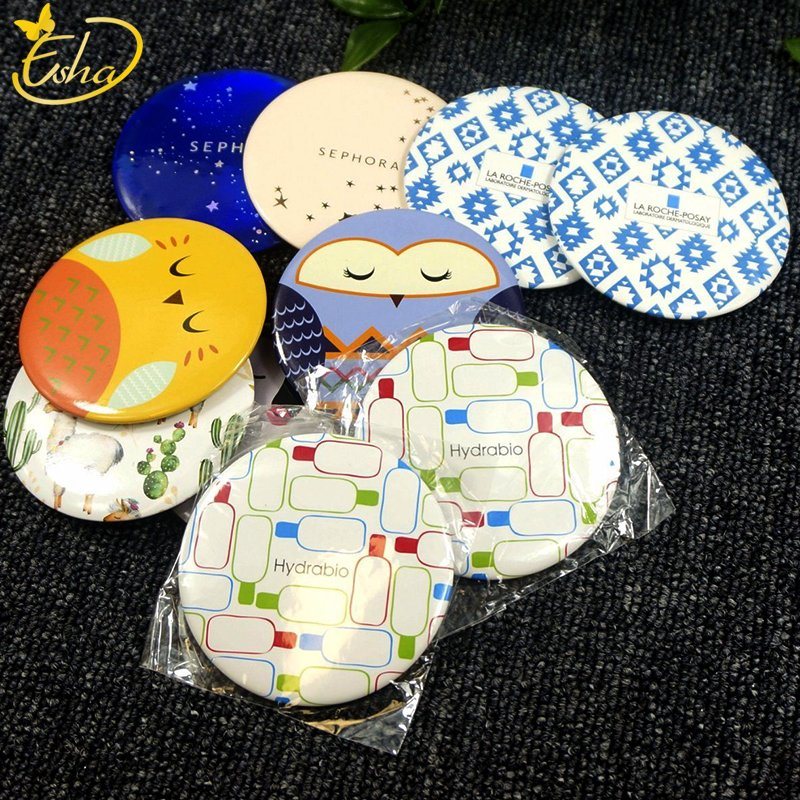 Round Cartoon Pocket Beauty Hand Mirror for Makeup