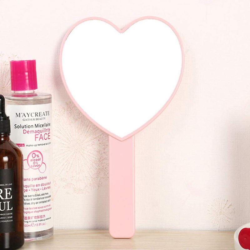 heartshaped decorative pink handheld mirror