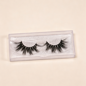 Custom 3D Fluffy Mink False Eyelashes With Glitter Lash Box Private Label