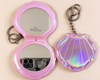 Custom Seashell PU Makeup Mirror with Keychain | OEM ODM Bespoke Compact Mirror