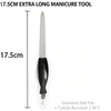 17.5cm Extra Long 2 in 1 Stainless Steel Manicure Tool Set, 3PCS Diamond Nail File & Cuticle Pusher Kit