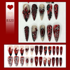 Semi-Handmade Pink Floral Press On Nails B321 & B322, Reusable Luxury False Nails with 3D Flower & Rhinestones