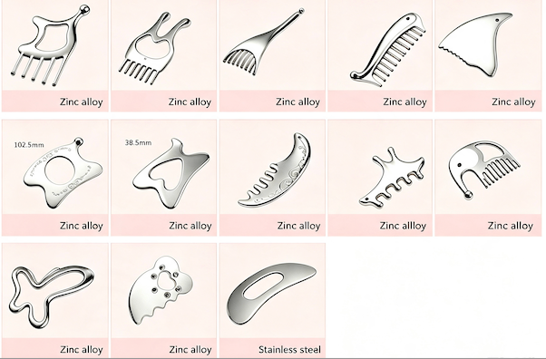 Black Zinc Alloy Scalp Gua Sha Comb Massager