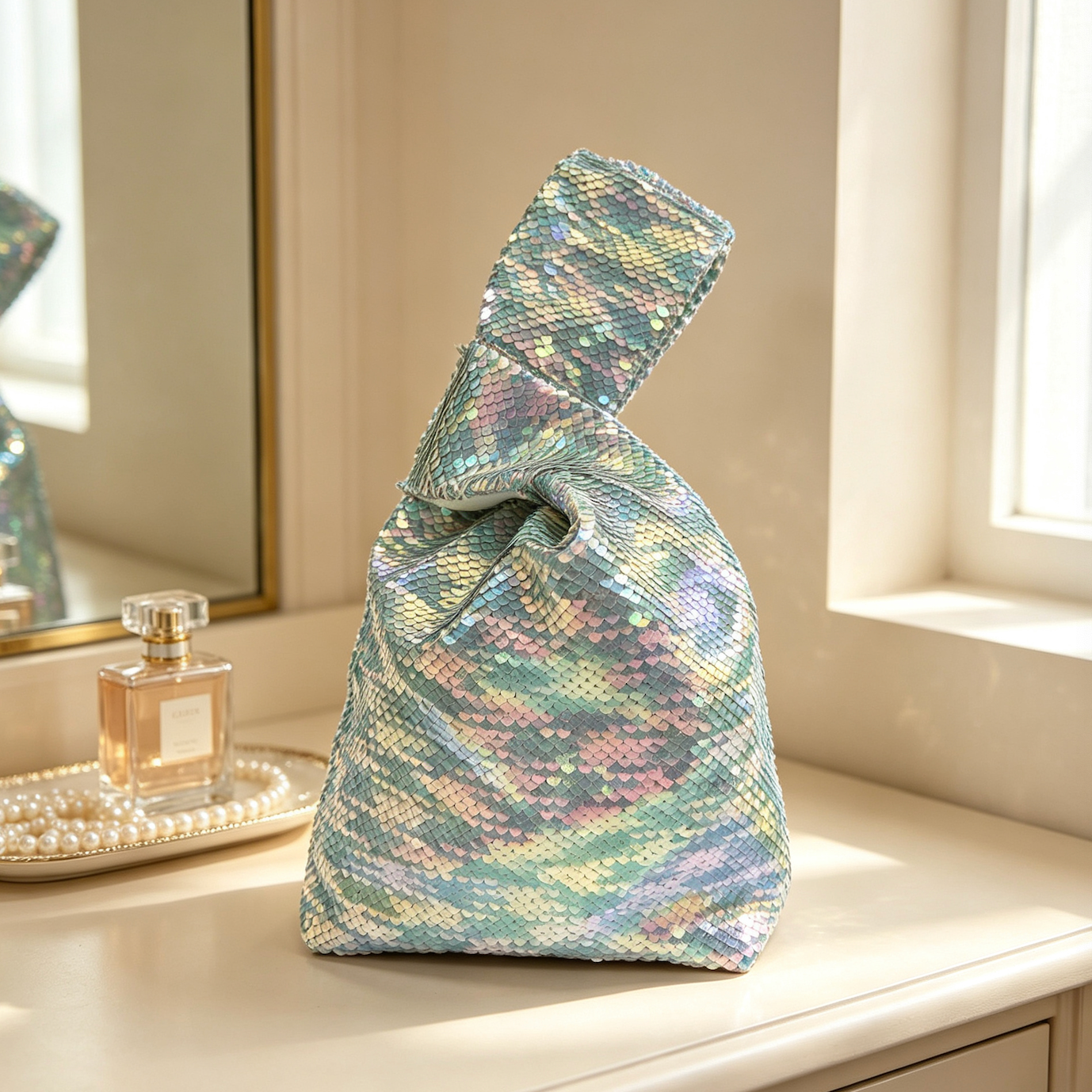 Custom Sequin Knot Clutch Bag, Multi‑Color Fabric Option Private Label Evening Purse Bulk OEM ODM