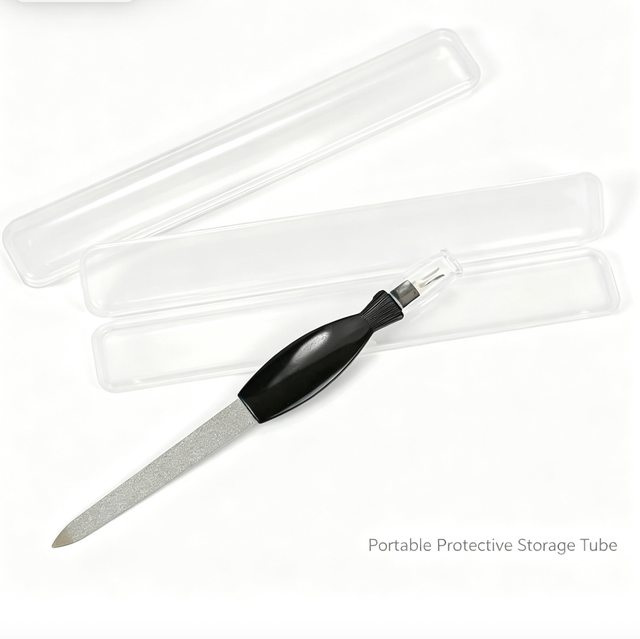17.5cm Extra Long 2 in 1 Stainless Steel Manicure Tool Set, 3PCS Diamond Nail File & Cuticle Pusher Kit