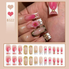 Semi-Handmade Pink Floral Press On Nails B321 & B322, Reusable Luxury False Nails with 3D Flower & Rhinestones
