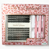 3D Mink DIY Cluster Lash Extension Kit LC09 Pink Leopard Private Label Set With Tweezers Bond Seal & Remover