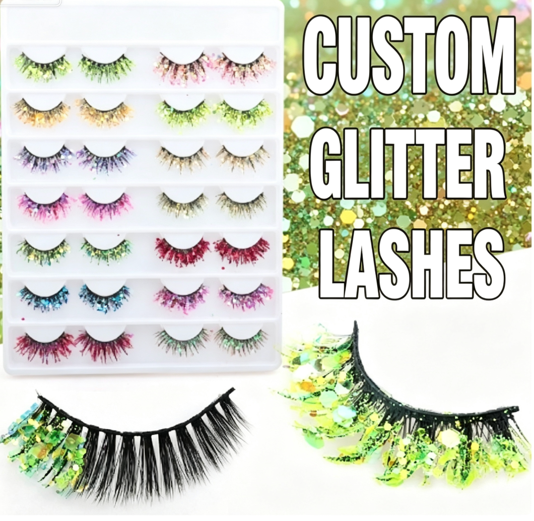 OEM Custom Color Glitter Strip False Eyelashes for Party & Festival Makeup