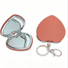 Custom PU Leather Heart‑Shaped Compact Mirror With Keychain Private Label OEM ODM