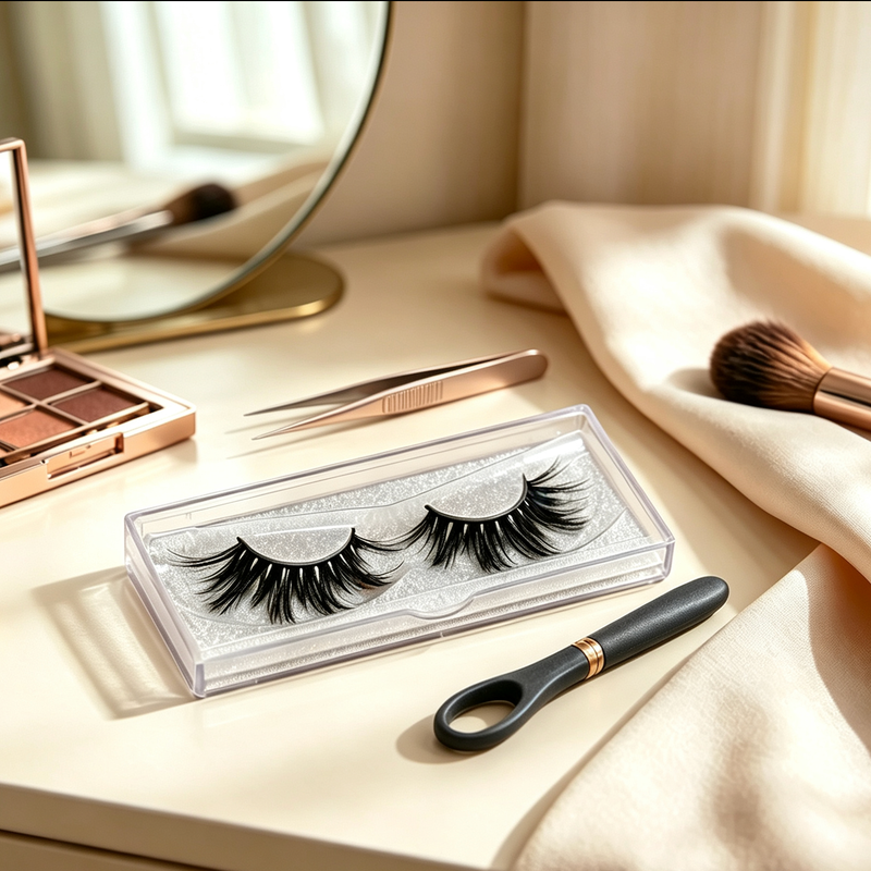 Custom 3D Fluffy Mink False Eyelashes With Glitter Lash Box Private Label