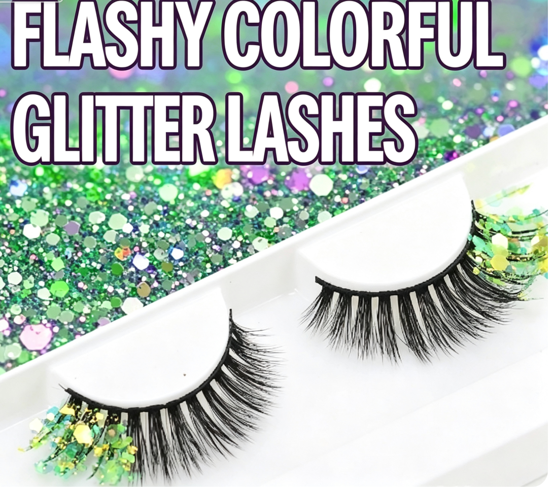 OEM Custom Color Glitter Strip False Eyelashes for Party & Festival Makeup