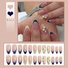 Semi-Handmade Pink Floral Press On Nails B321 & B322, Reusable Luxury False Nails with 3D Flower & Rhinestones